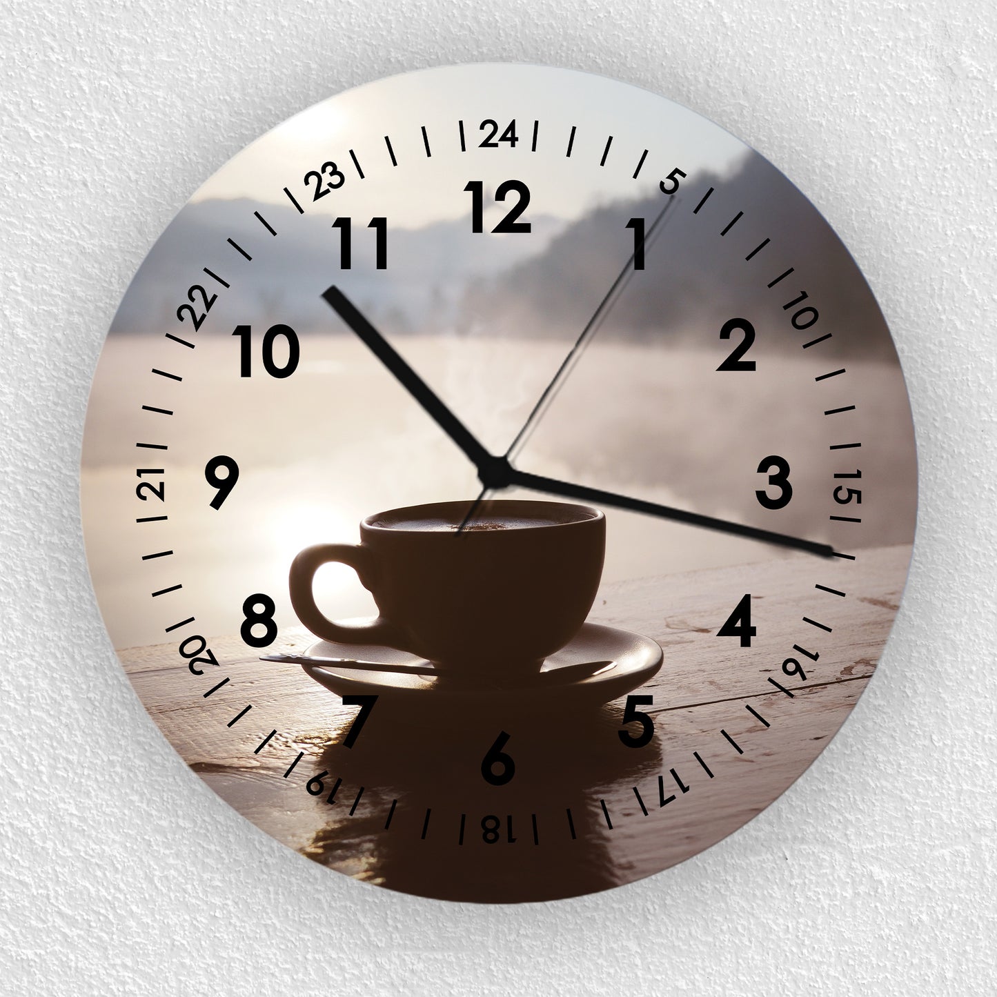 Hochwertige 30cm-Uhren Made in Alzenau Lautlose Uhr MDF Acryl Motiv Kaffeetasse