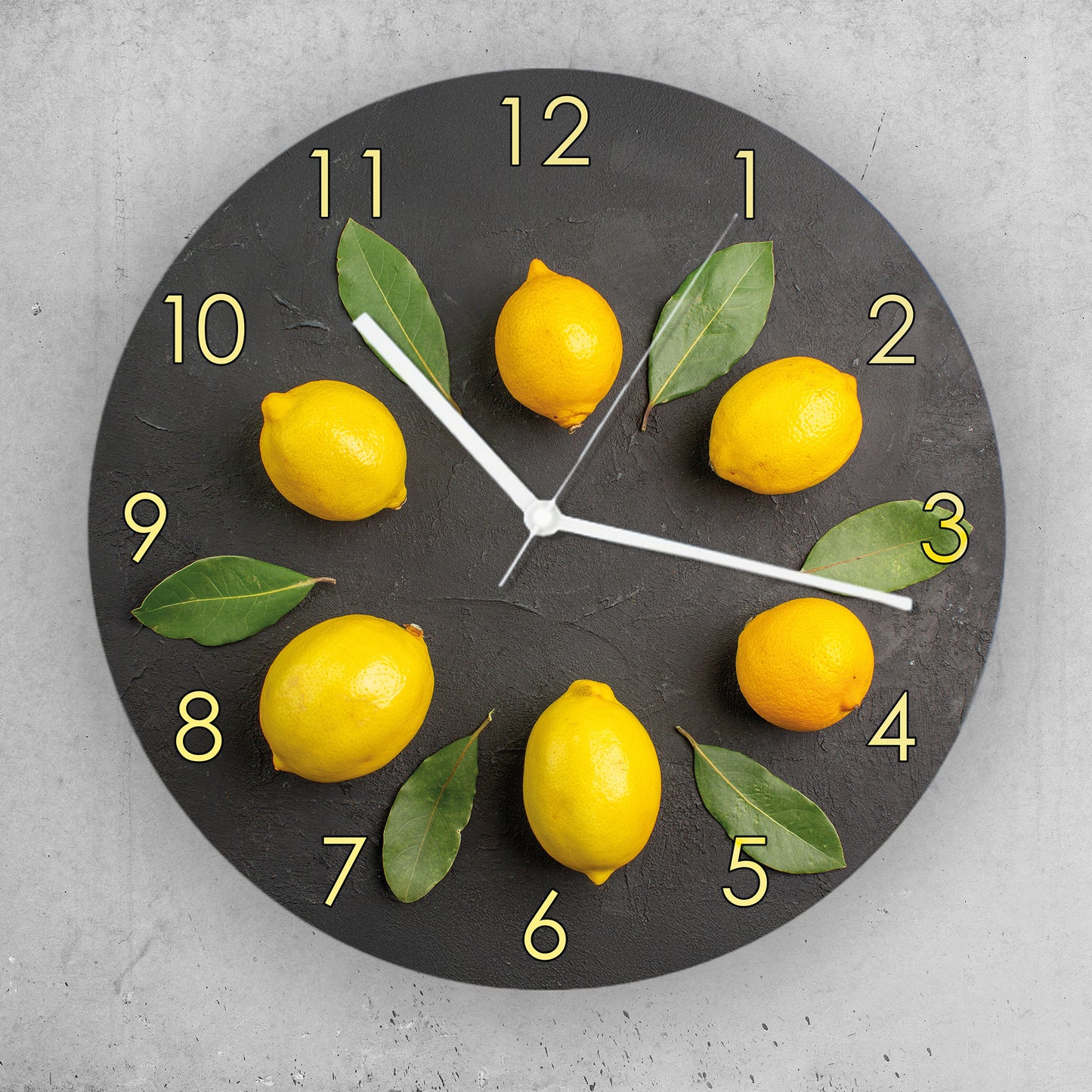 Hochwertige 30cm-Uhren Made in Alzenau Lautlose Uhr MDF Acryl Motiv Zitronenkranz