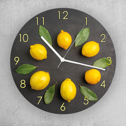 Hochwertige 30cm-Uhren Made in Alzenau Lautlose Uhr MDF Acryl Motiv Zitronenkranz