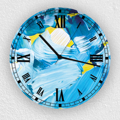 Hochwertige 30cm-Uhren Made in Alzenau Lautlose Uhr MDF Acryl Motiv Blue Malerei