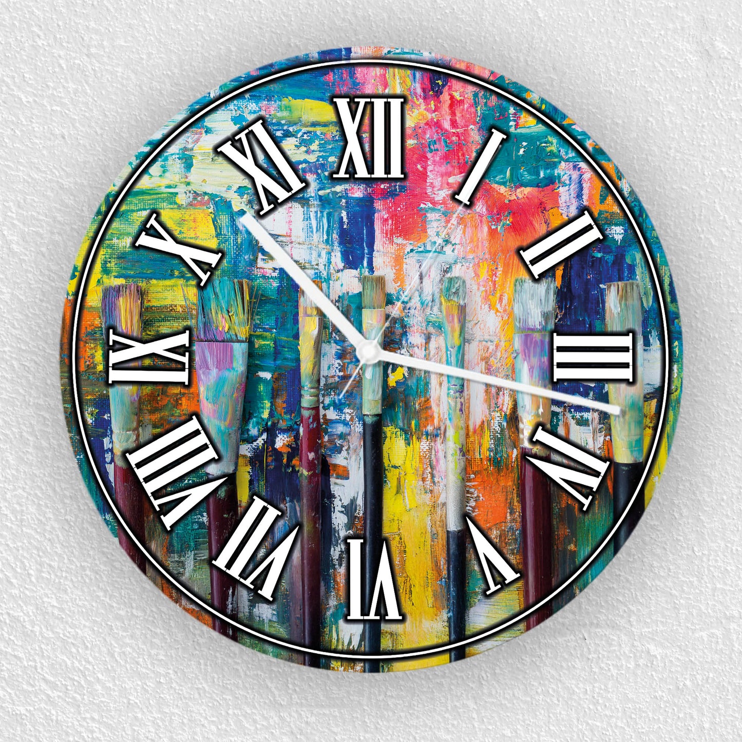 Hochwertige 30cm-Uhren Made in Alzenau Lautlose Uhr MDF Acryl Motiv Stifte