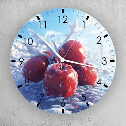 Hochwertige 30cm-Uhren Made in Alzenau Lautlose Uhr MDF Acryl Motiv Kirsche