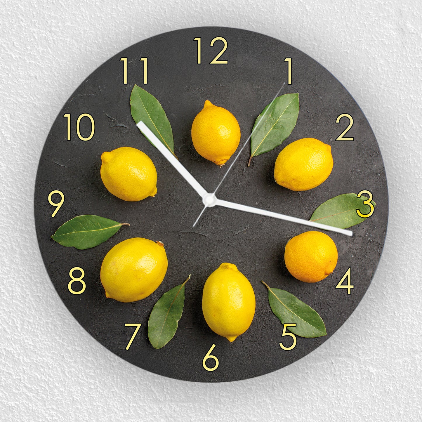 Hochwertige 30cm-Uhren Made in Alzenau Lautlose Uhr MDF Acryl Motiv Zitronenkranz