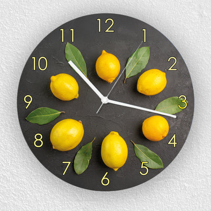 Hochwertige 30cm-Uhren Made in Alzenau Lautlose Uhr MDF Acryl Motiv Zitronenkranz