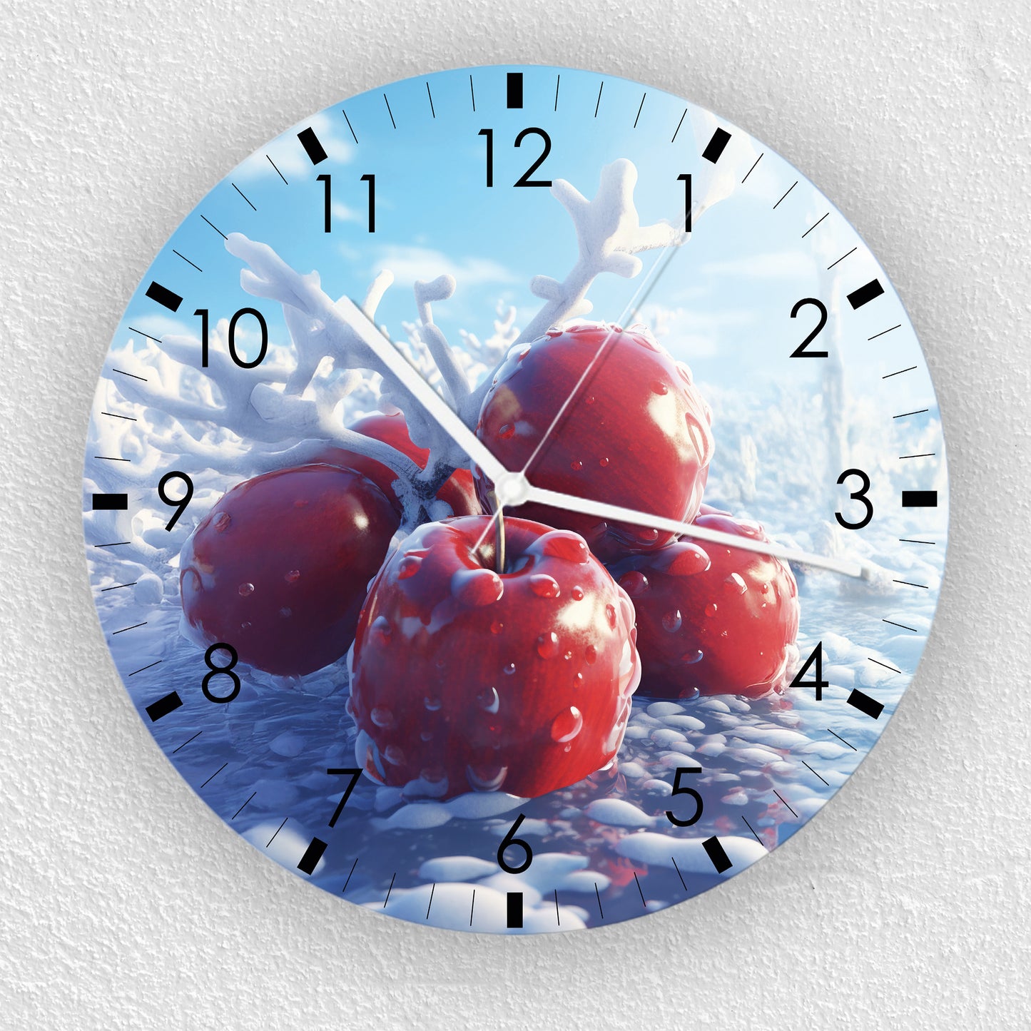 Hochwertige 30cm-Uhren Made in Alzenau Lautlose Uhr MDF Acryl Motiv Kirsche