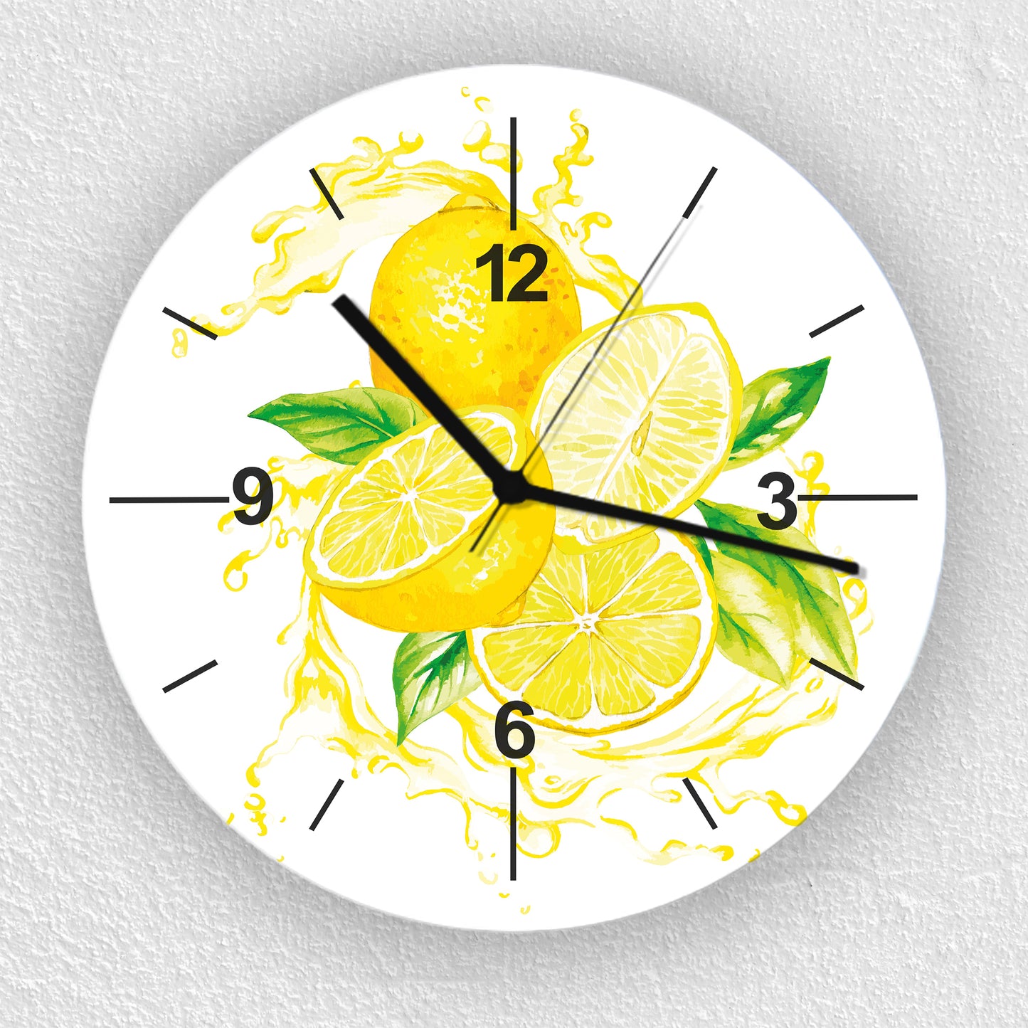 Hochwertige 30cm-Uhren Made in Alzenau Lautlose Uhr MDF Acryl Motiv Zitronentraum