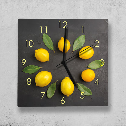 Hochwertige 30cm-Uhren Made in Alzenau Lautlose Uhr MDF Acryl Motiv Zitronenkranz