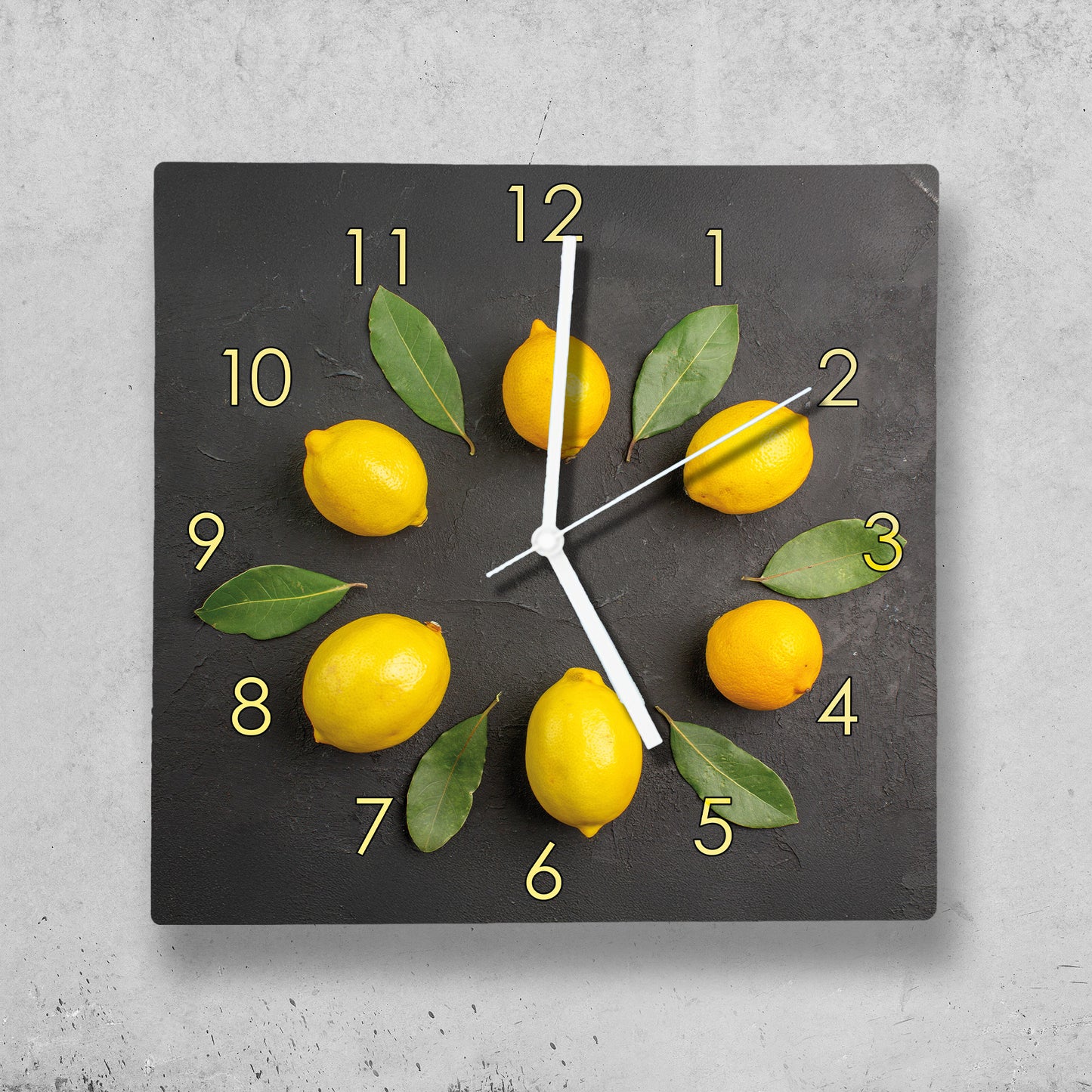 Hochwertige 30cm-Uhren Made in Alzenau Lautlose Uhr MDF Acryl Motiv Zitronenkranz