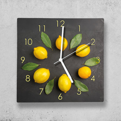 Hochwertige 30cm-Uhren Made in Alzenau Lautlose Uhr MDF Acryl Motiv Zitronenkranz