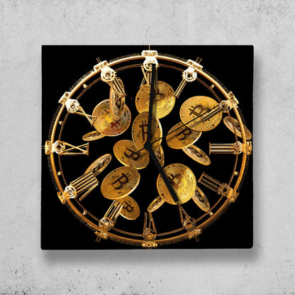 Hochwertige 30cm-Uhren Made in Alzenau Lautlose Uhr MDF Acryl Motiv Bitcoin