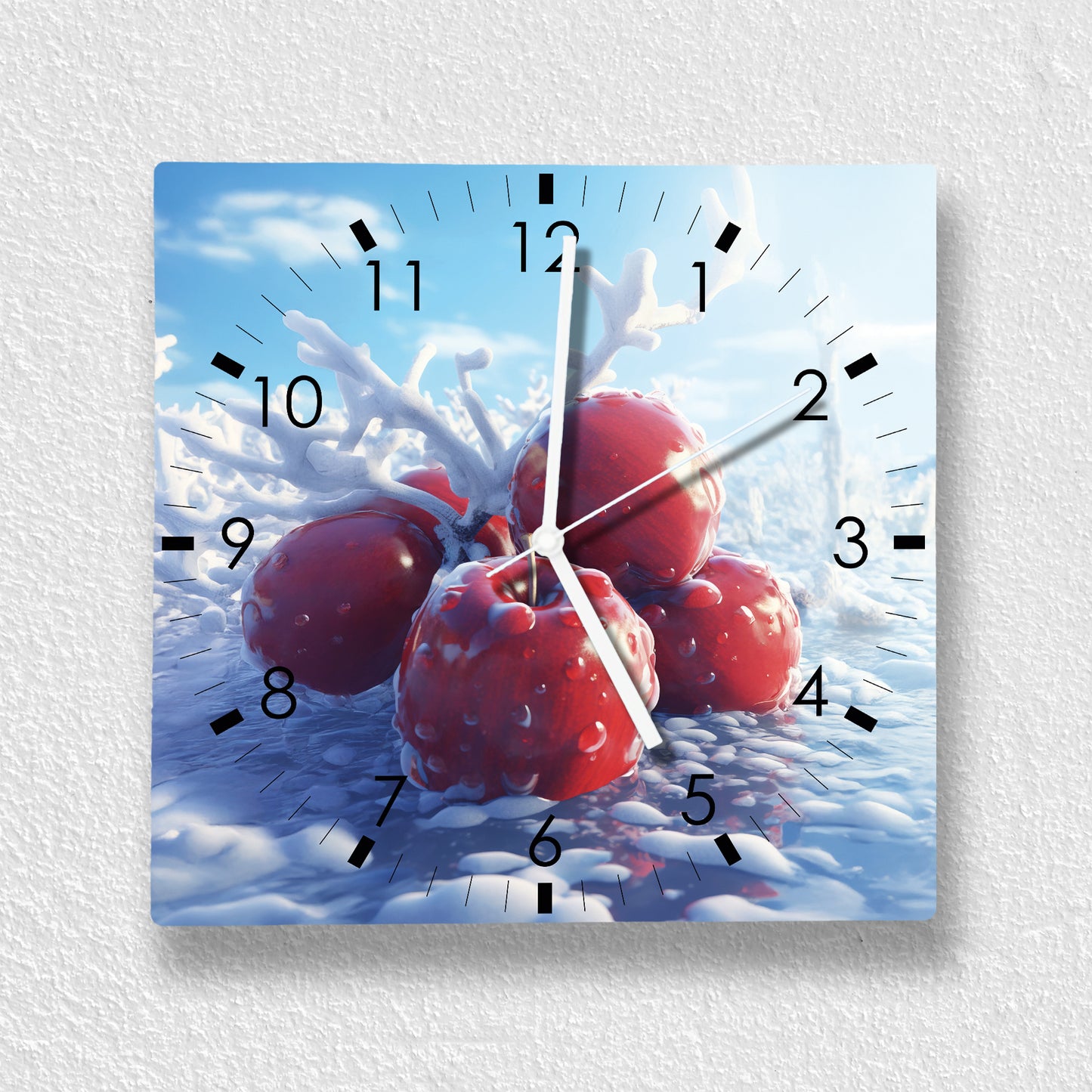 Hochwertige 30cm-Uhren Made in Alzenau Lautlose Uhr MDF Acryl Motiv Kirsche