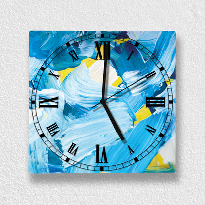 Hochwertige 30cm-Uhren Made in Alzenau Lautlose Uhr MDF Acryl Motiv Blue Malerei