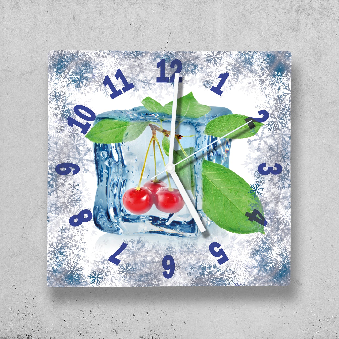 Hochwertige 30cm-Uhren Made in Alzenau Lautlose Uhr MDF Acryl Motiv Eis Kirsche