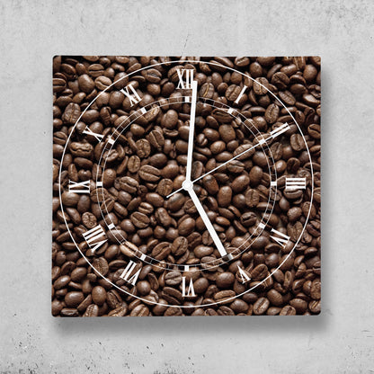 Hochwertige 30cm-Uhren Made in Alzenau Lautlose Uhr MDF Acryl Motiv Kaffeebohnen