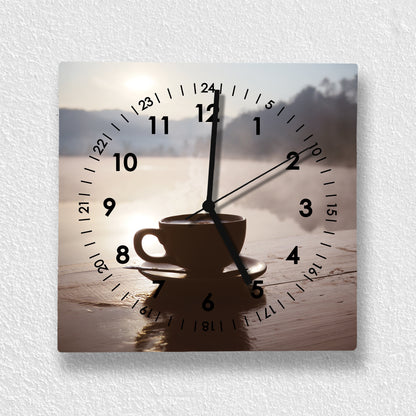 Hochwertige 30cm-Uhren Made in Alzenau Lautlose Uhr MDF Acryl Motiv Kaffeetasse