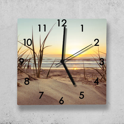 Hochwertige 30cm-Uhren Made in Alzenau Lautlose Uhr MDF Acryl Motiv Strandgras