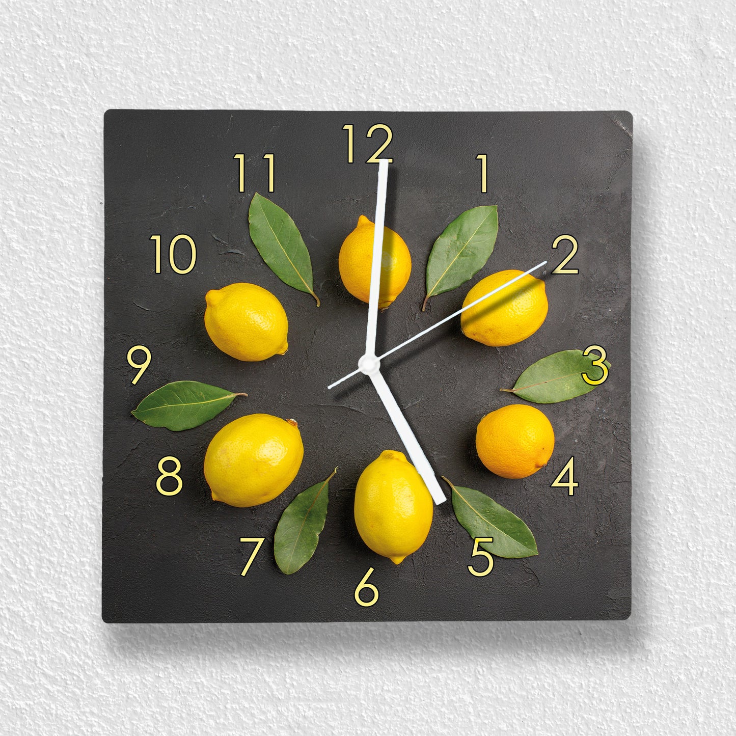 Hochwertige 30cm-Uhren Made in Alzenau Lautlose Uhr MDF Acryl Motiv Zitronenkranz