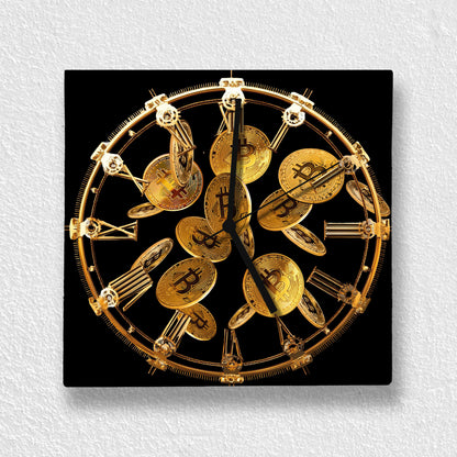 Hochwertige 30cm-Uhren Made in Alzenau Lautlose Uhr MDF Acryl Motiv Bitcoin