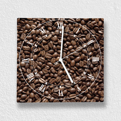 Hochwertige 30cm-Uhren Made in Alzenau Lautlose Uhr MDF Acryl Motiv Kaffeebohnen
