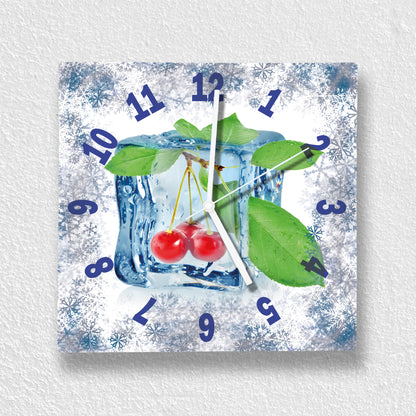 Hochwertige 30cm-Uhren Made in Alzenau Lautlose Uhr MDF Acryl Motiv Eis Kirsche