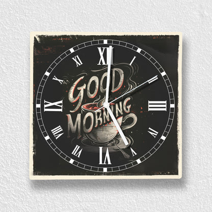 Hochwertige 30cm-Uhren Made in Alzenau Lautlose Uhr MDF Acryl Motiv Good Morning