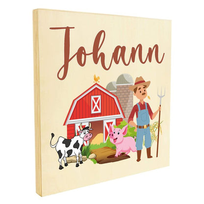 Namenstafel Holz-Magnetboard Holztafel Pinnwand - Inkl. 3 Magnete Motiv: Bauernhof