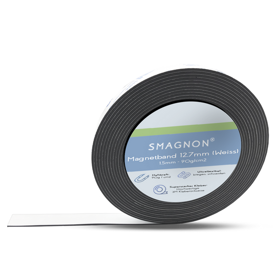 Magnetband Weiß mit 3M Kleber Kleberücken selbstklebend Typ B 12,7mm breite
