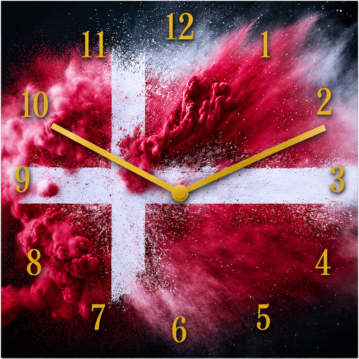 Hochwertige 30cm-Uhren Made in Alzenau Lautlose Uhr MDF Acryl Motiv Dänemark