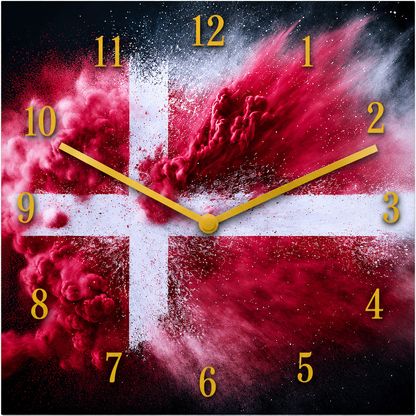 Hochwertige 30cm-Uhren Made in Alzenau Lautlose Uhr MDF Acryl Motiv Dänemark