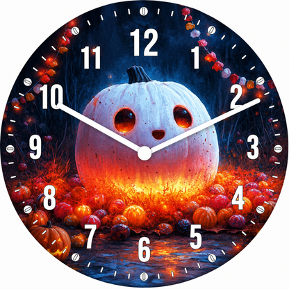 Hochwertige 30cm-Uhren Made in Alzenau Lautlose Uhr MDF Acryl Pumpkin Glow