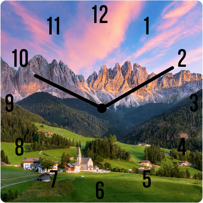 Hochwertige 30cm-Uhren Made in Alzenau Lautlose Uhr MDF Acryl Motiv Dolomitental