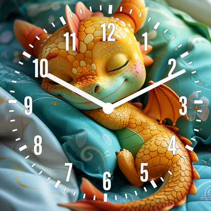 Hochwertige 30cm-Uhren Made in Alzenau Lautlose Uhr MDF Acryl Motiv Schlummerdrache NINO