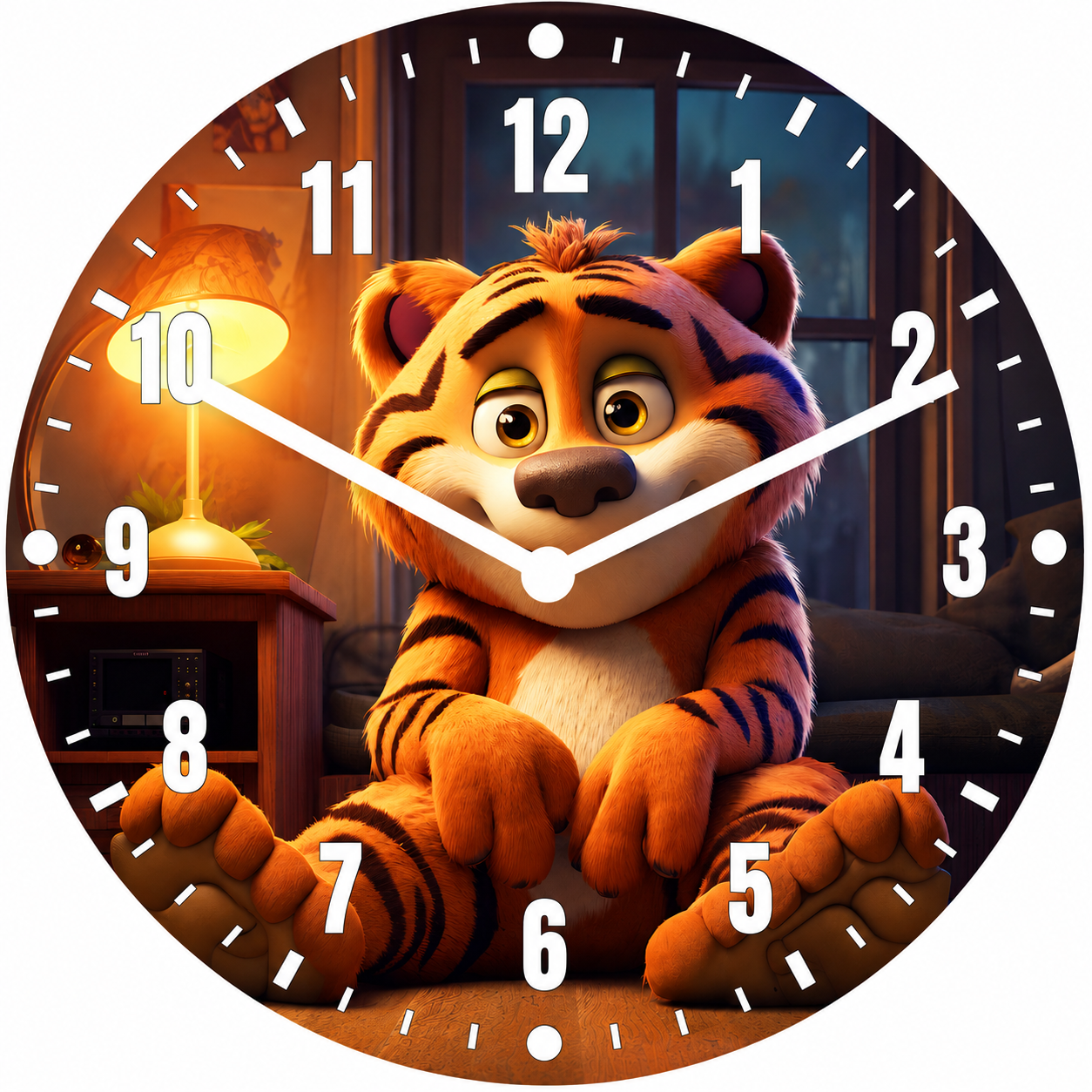 Hochwertige 30cm-Uhren Made in Alzenau Lautlose Uhr MDF Acryl Motiv Babytiger LEO