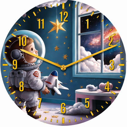 Hochwertige 30cm-Uhren Made in Alzenau Lautlose Uhr MDF Acryl Motiv ASTRONAUT