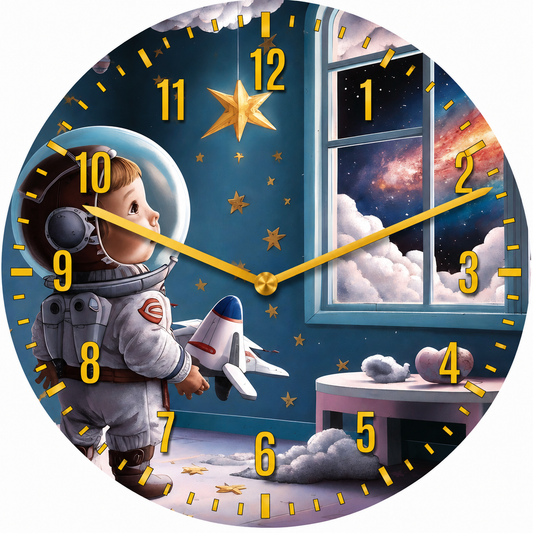 Hochwertige 30cm-Uhren Made in Alzenau Lautlose Uhr MDF Acryl Motiv ASTRONAUT