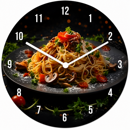 Hochwertige 30cm-Uhren Made in Alzenau Lautlose Uhr MDF Acryl Motiv Spaghetti