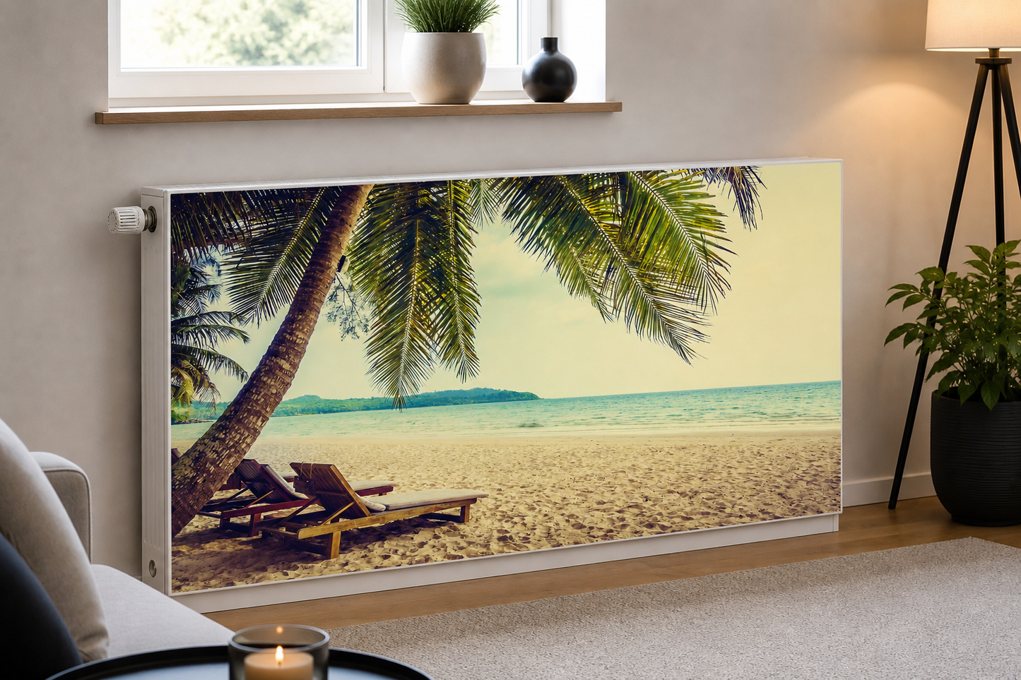 Magnetische Heizkörperverkleidung – Motiv Caribbean Dreams im Wohnraum