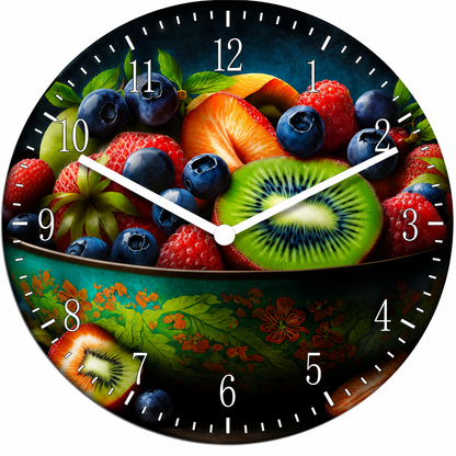 Hochwertige 30cm-Uhren Made in Alzenau Lautlose Uhr MDF Acryl Motiv Obsttraum