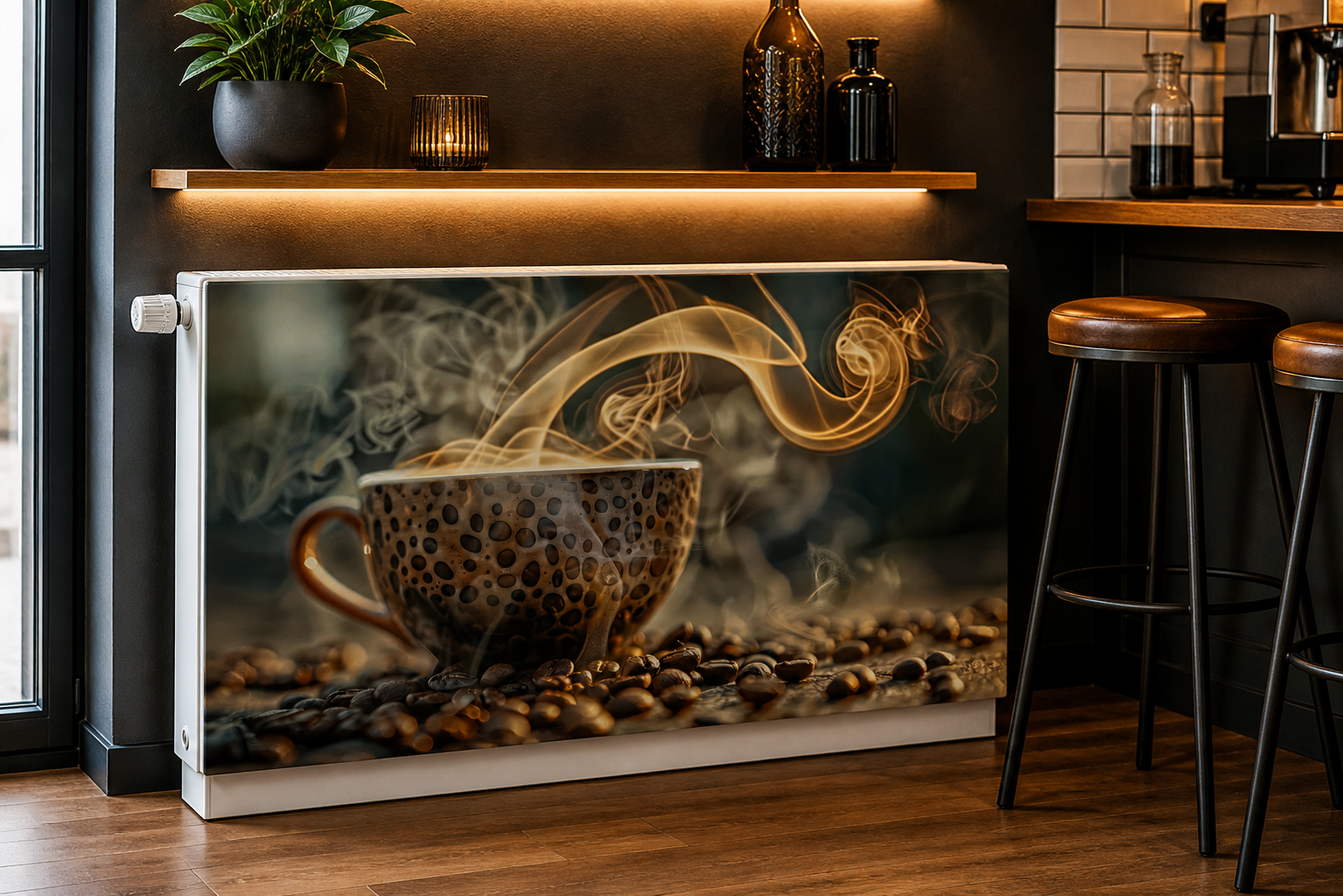 Magnetische Heizkörperverkleidung – Motiv Coffee Aroma im Wohnraum