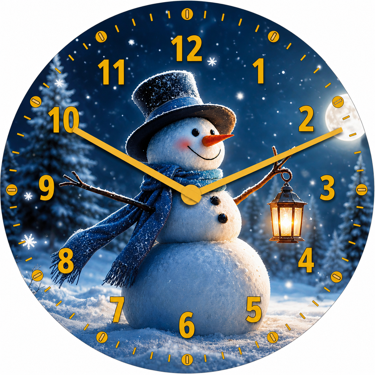 Hochwertige 30cm-Uhren Made in Alzenau Lautlose Uhr MDF Acryl Motiv Winterlicht