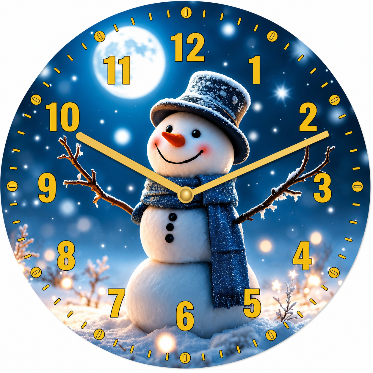 Hochwertige 30cm-Uhren Made in Alzenau Lautlose Uhr MDF Acryl Schneemann