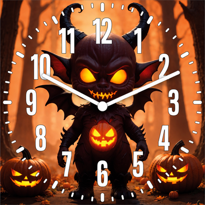 Hochwertige 30cm-Uhren Made in Alzenau Lautlose Uhr MDF Acryl Halloween Devil
