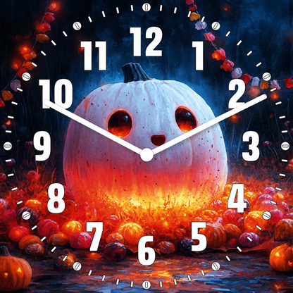 Hochwertige 30cm-Uhren Made in Alzenau Lautlose Uhr MDF Acryl Pumpkin Glow