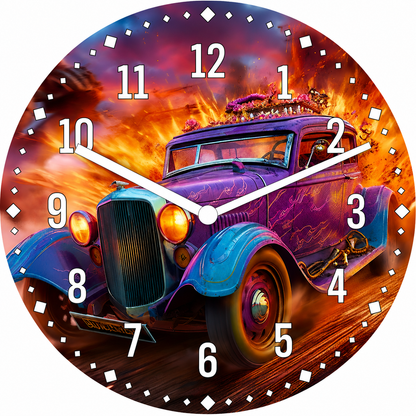 Hochwertige 30cm-Uhren Made in Alzenau Lautlose Uhr MDF Acryl Motiv Purple Inferno