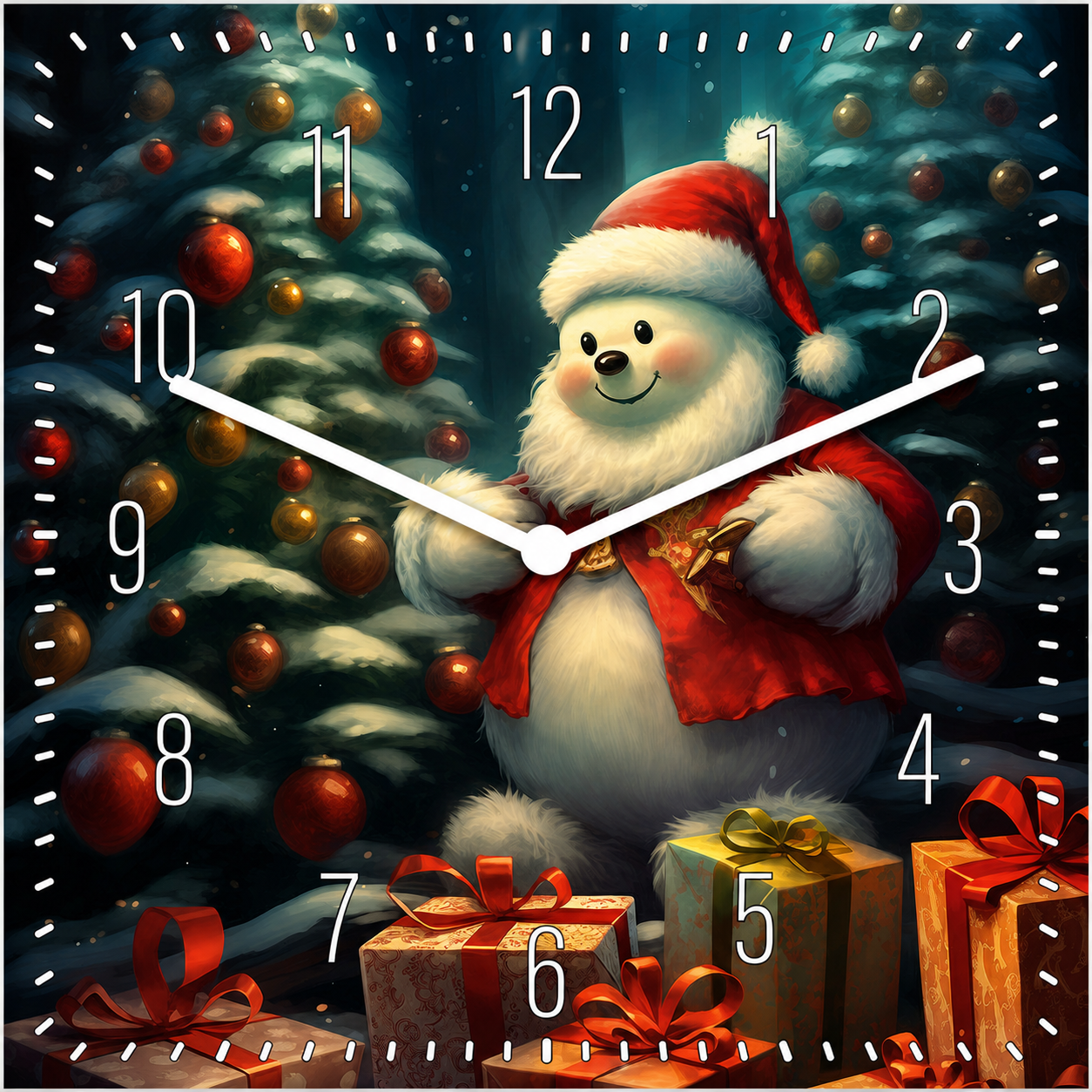 Hochwertige 30cm-Uhren Made in Alzenau Lautlose Uhr MDF Acryl Weihnachtszauber