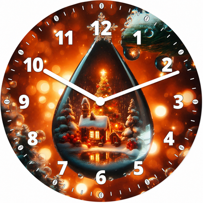 Hochwertige 30cm-Uhren Made in Alzenau Lautlose Uhr MDF Acryl Weihnachtsdorf