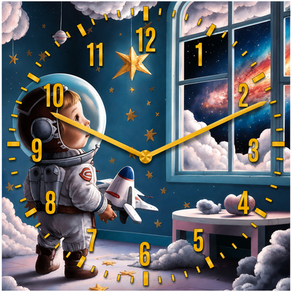 Hochwertige 30cm-Uhren Made in Alzenau Lautlose Uhr MDF Acryl Motiv ASTRONAUT