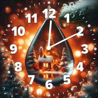 Hochwertige 30cm-Uhren Made in Alzenau Lautlose Uhr MDF Acryl Weihnachtsdorf
