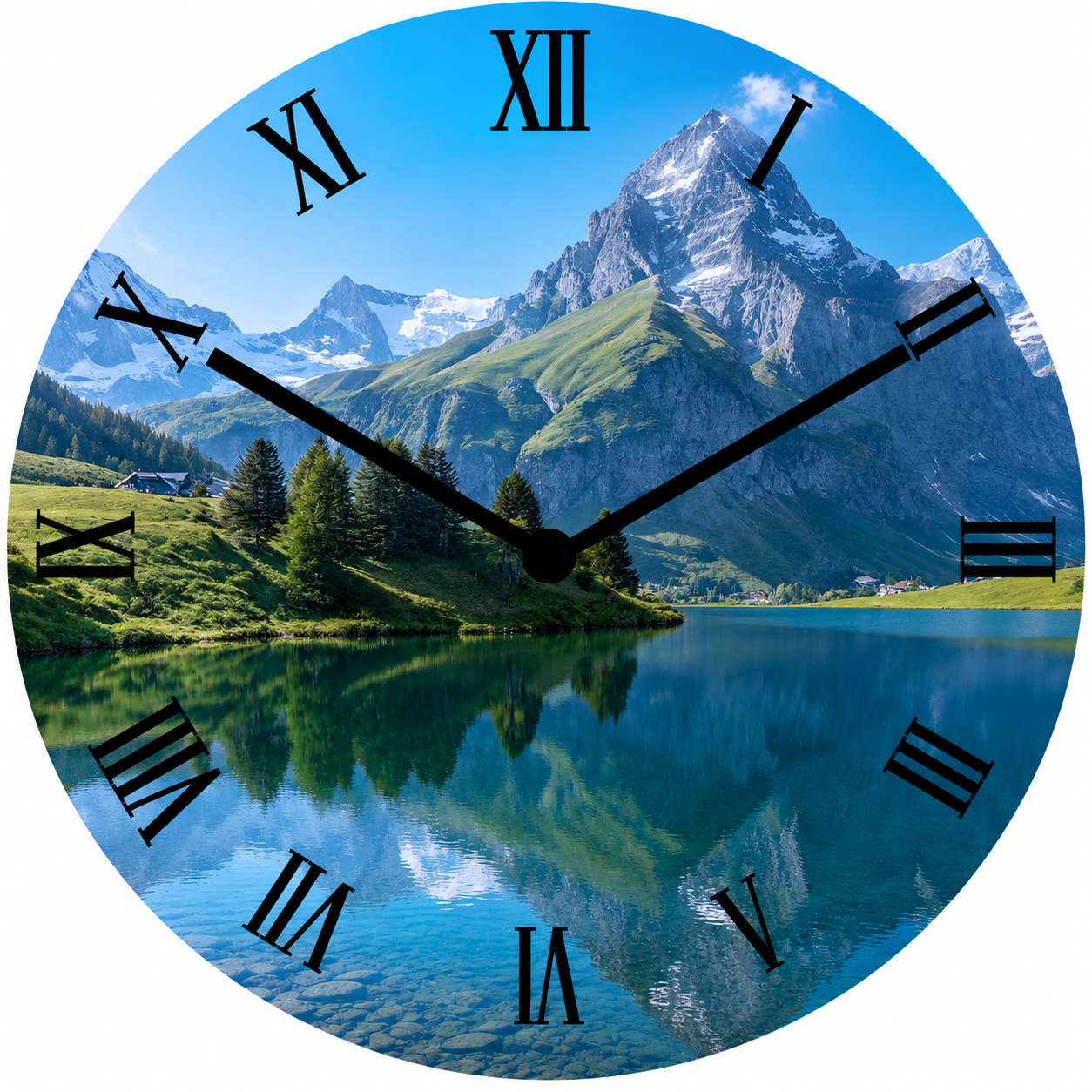 Made in Alzenau Lautlose Uhr MDF Acryl Motiv Alpen