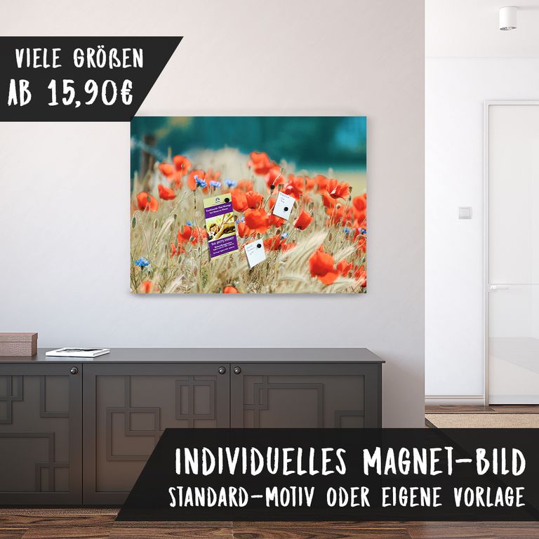 Magnetfolie Einzelbild - Hochwertiger Digitaldruck auf Magnetfolie Motiv Mohnblumen